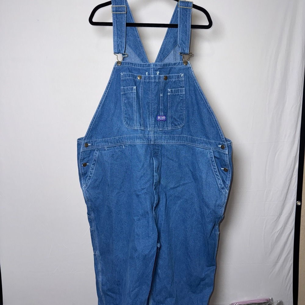 Big Smith Mens Blue Denim Bib Overalls 54x30 Medium Wash Workwear Cotton